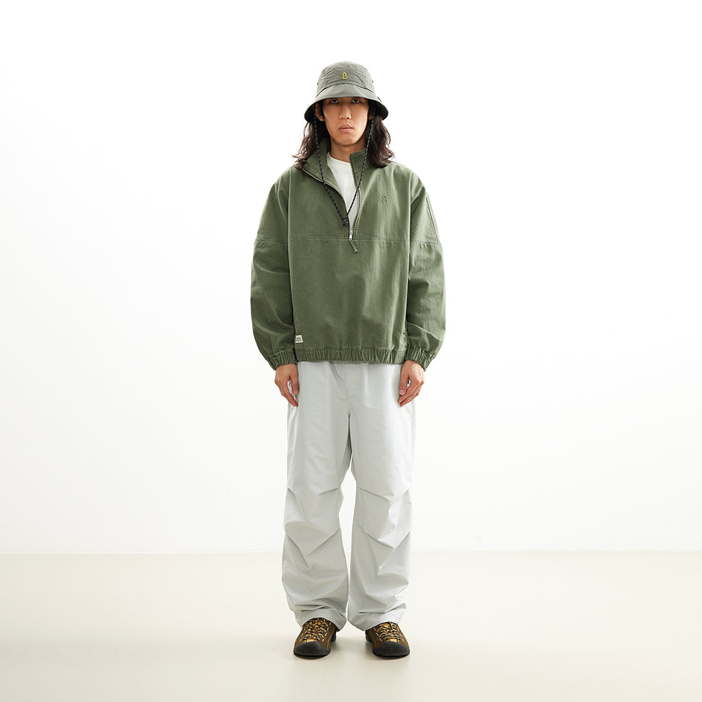 Chichaqu Washed Half-Zip Jacket (with a Stand Collar)