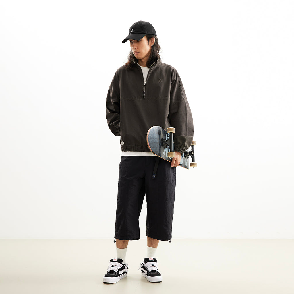 Chichaqu Washed Half-Zip Jacket (with a Stand Collar)