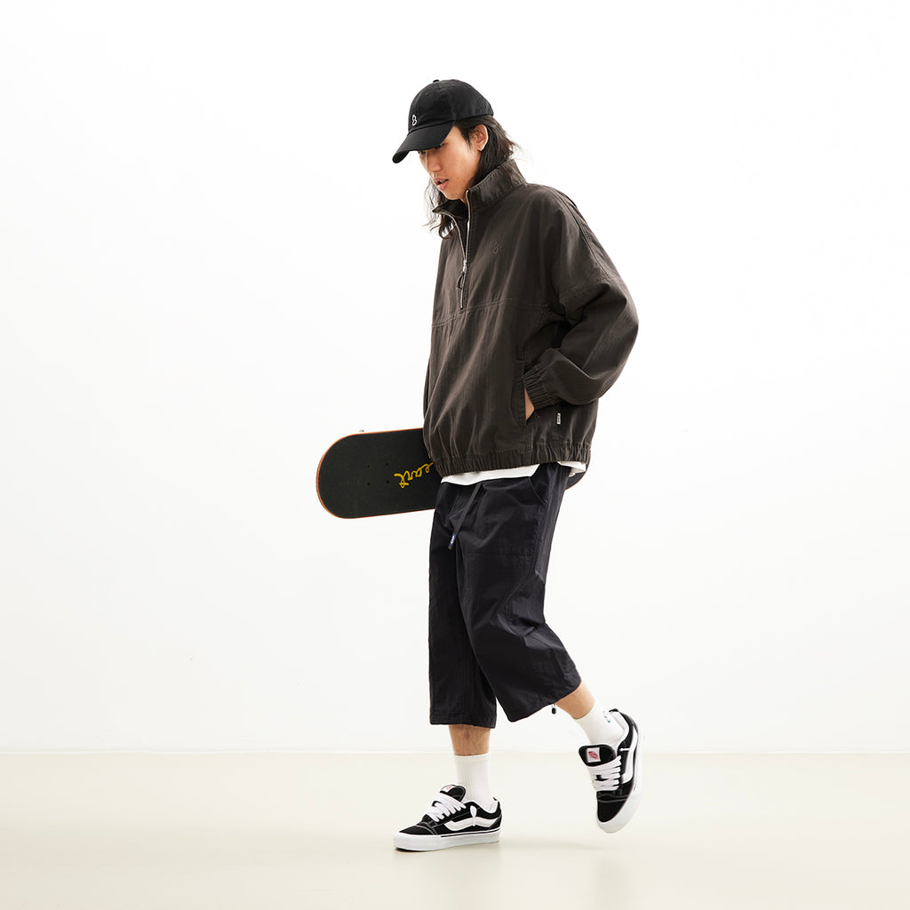 Chichaqu Washed Half-Zip Jacket (with a Stand Collar)