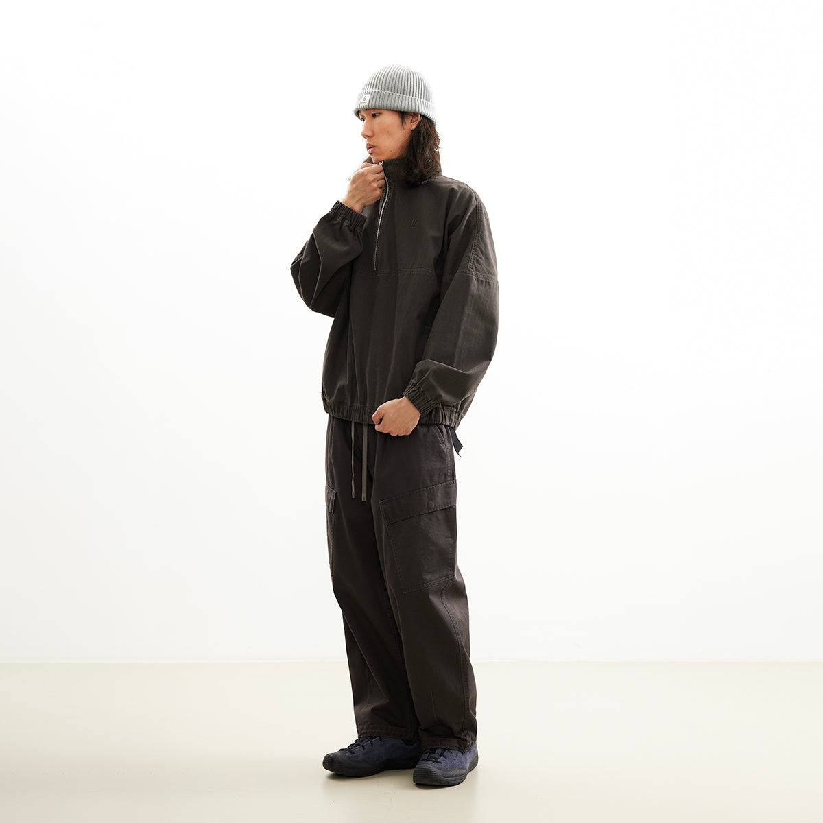 Chichaqu Washed Half-Zip Jacket (with a Stand Collar)