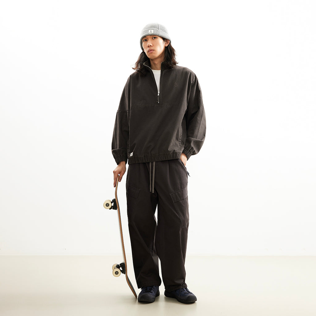 Chichaqu Washed Half-Zip Jacket (with a Stand Collar)