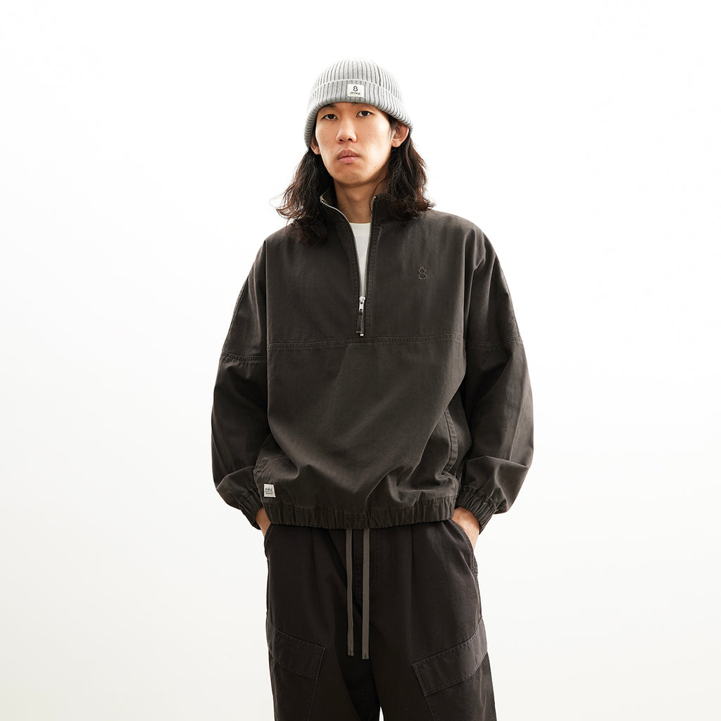 Chichaqu Washed Half-Zip Jacket (with a Stand Collar)