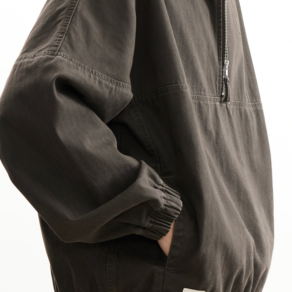 Chichaqu Washed Half-Zip Jacket (with a Stand Collar)
