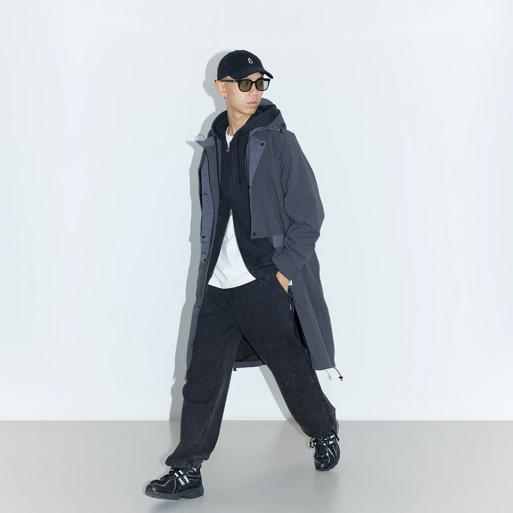 Convertible Nylon Long Coat