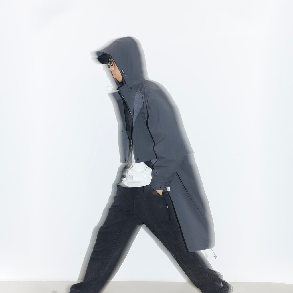 Convertible Nylon Long Coat