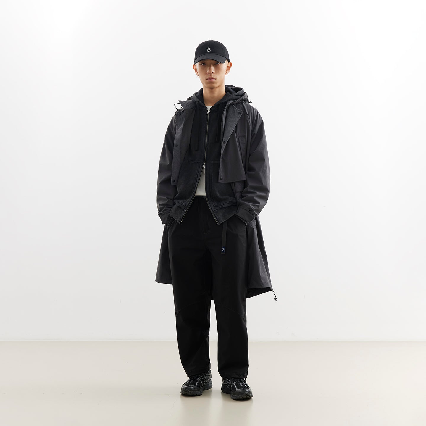 Convertible Nylon Long Coat