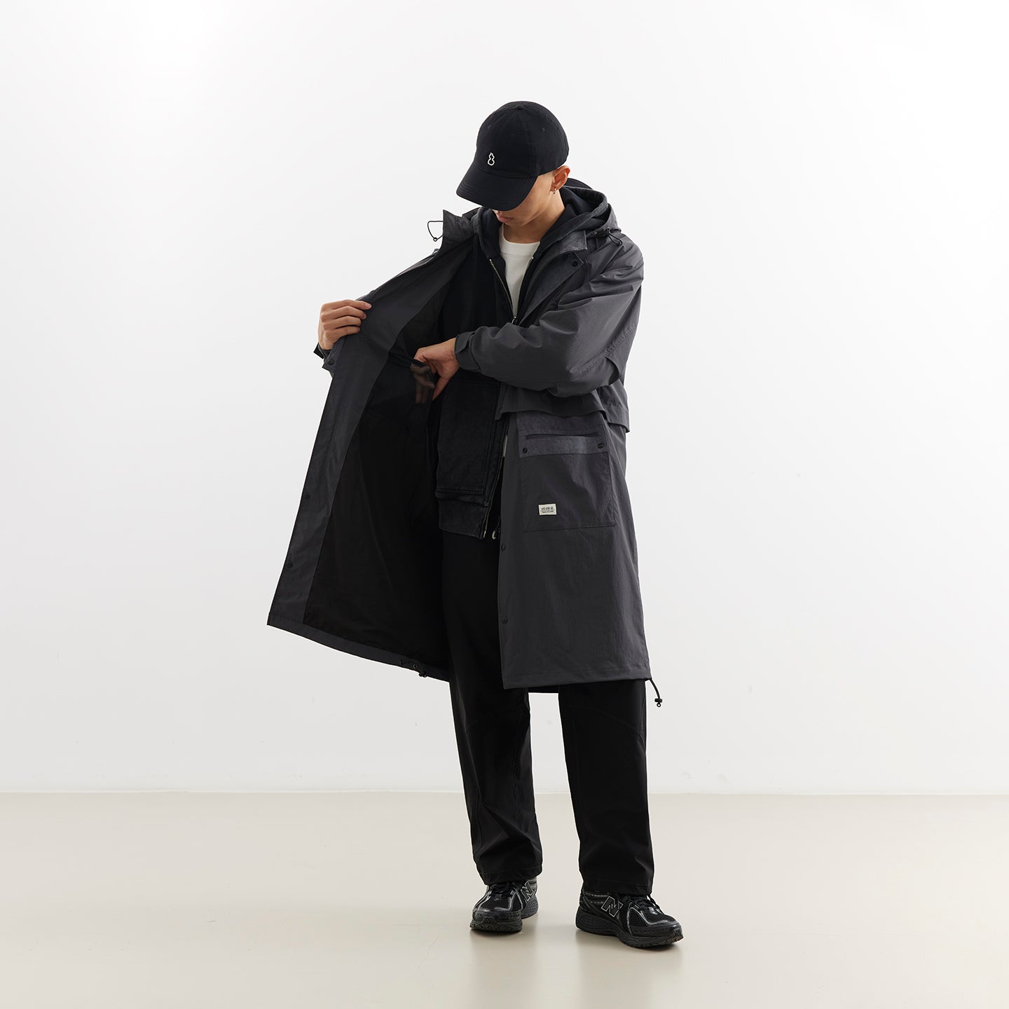 Convertible Nylon Long Coat