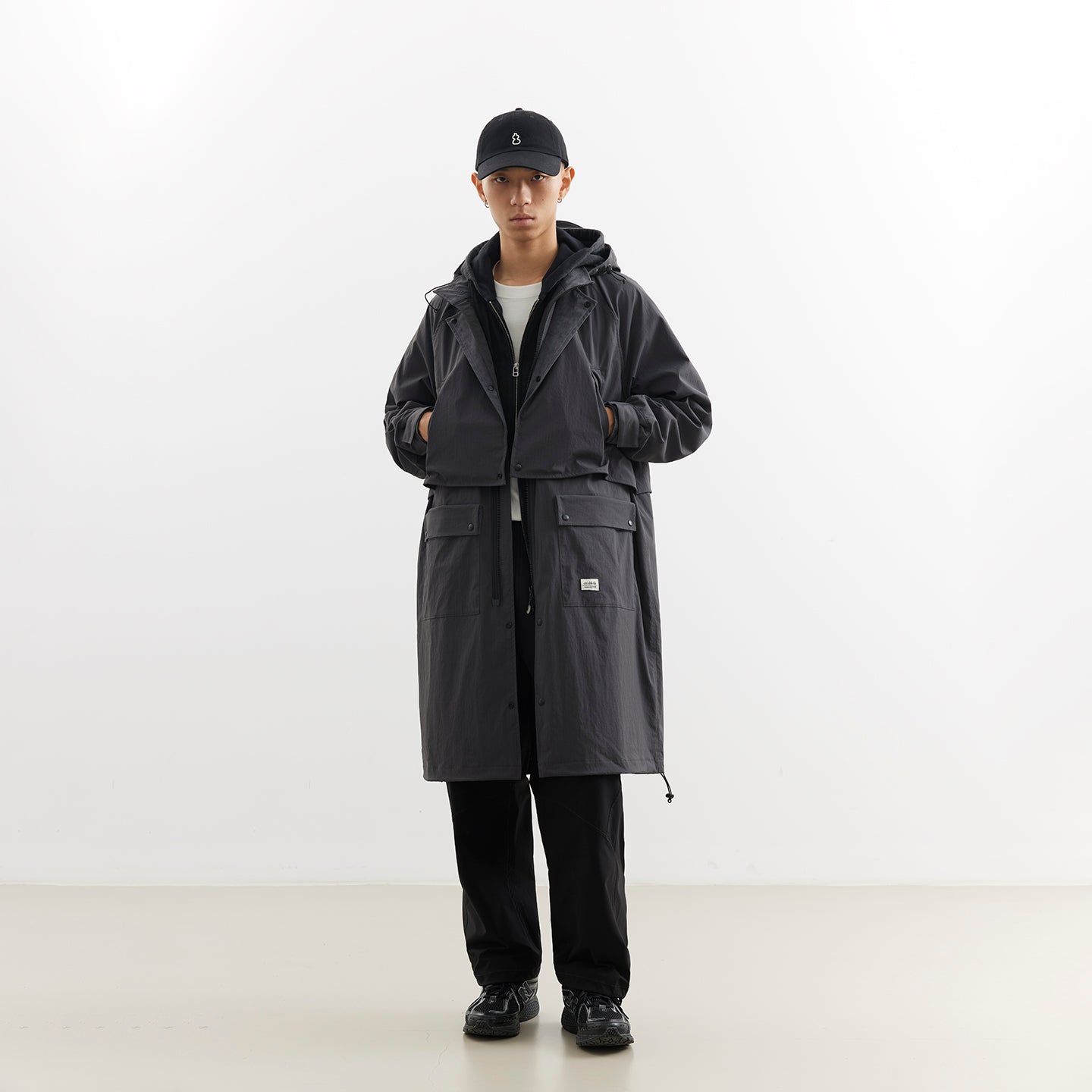 Convertible Nylon Long Coat