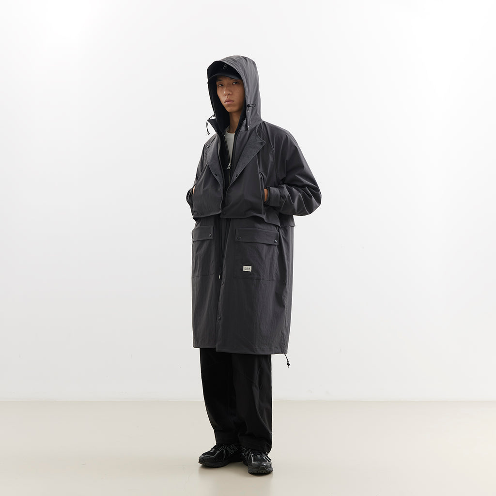 Convertible Nylon Long Coat