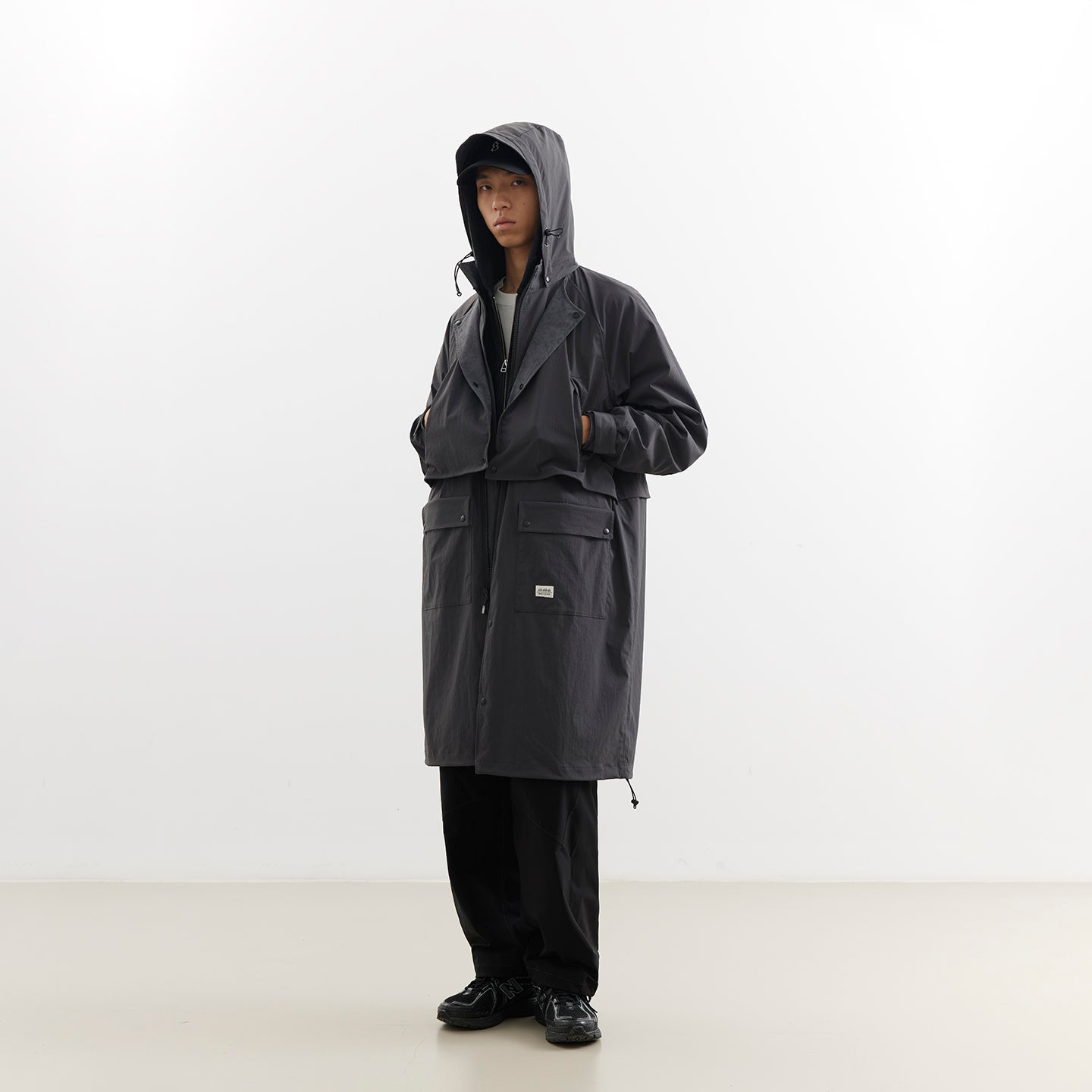 Convertible Nylon Long Coat