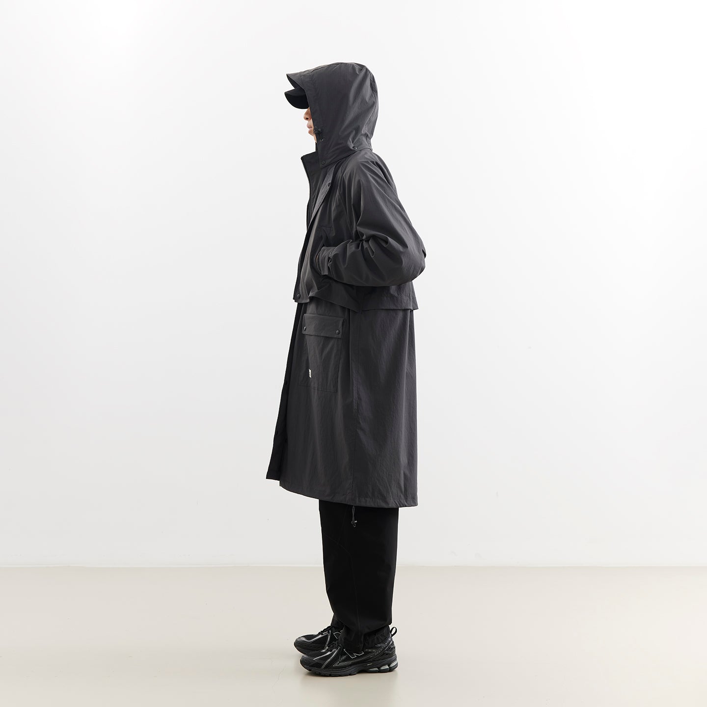 Convertible Nylon Long Coat