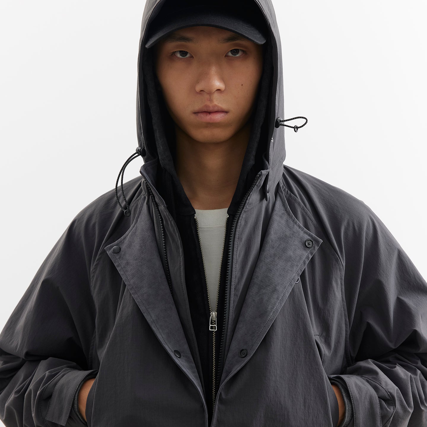 Convertible Nylon Long Coat