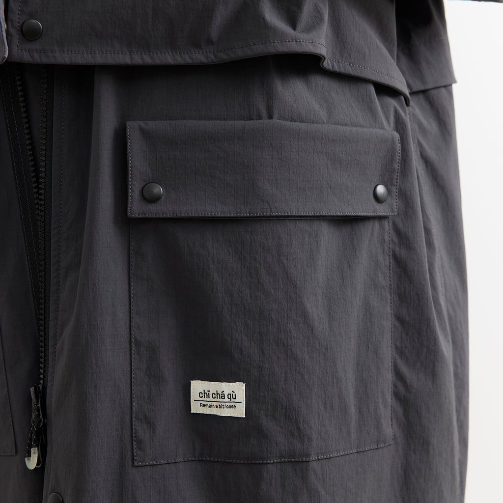 Convertible Nylon Long Coat