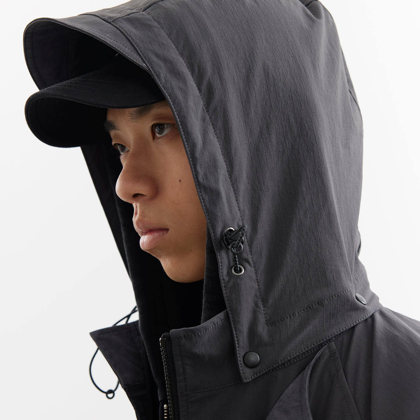 Convertible Nylon Long Coat