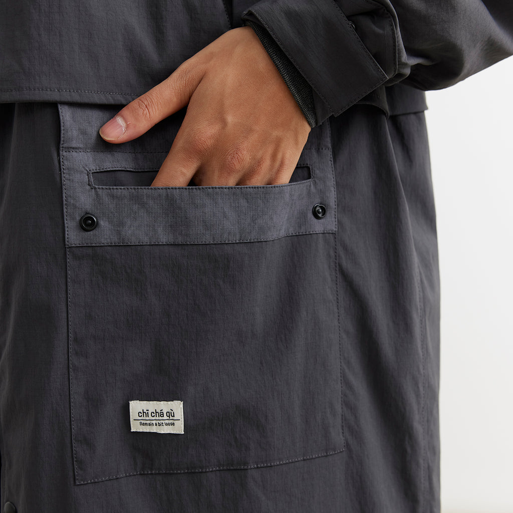 Convertible Nylon Long Coat