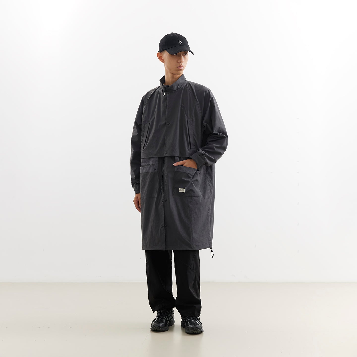 Convertible Nylon Long Coat