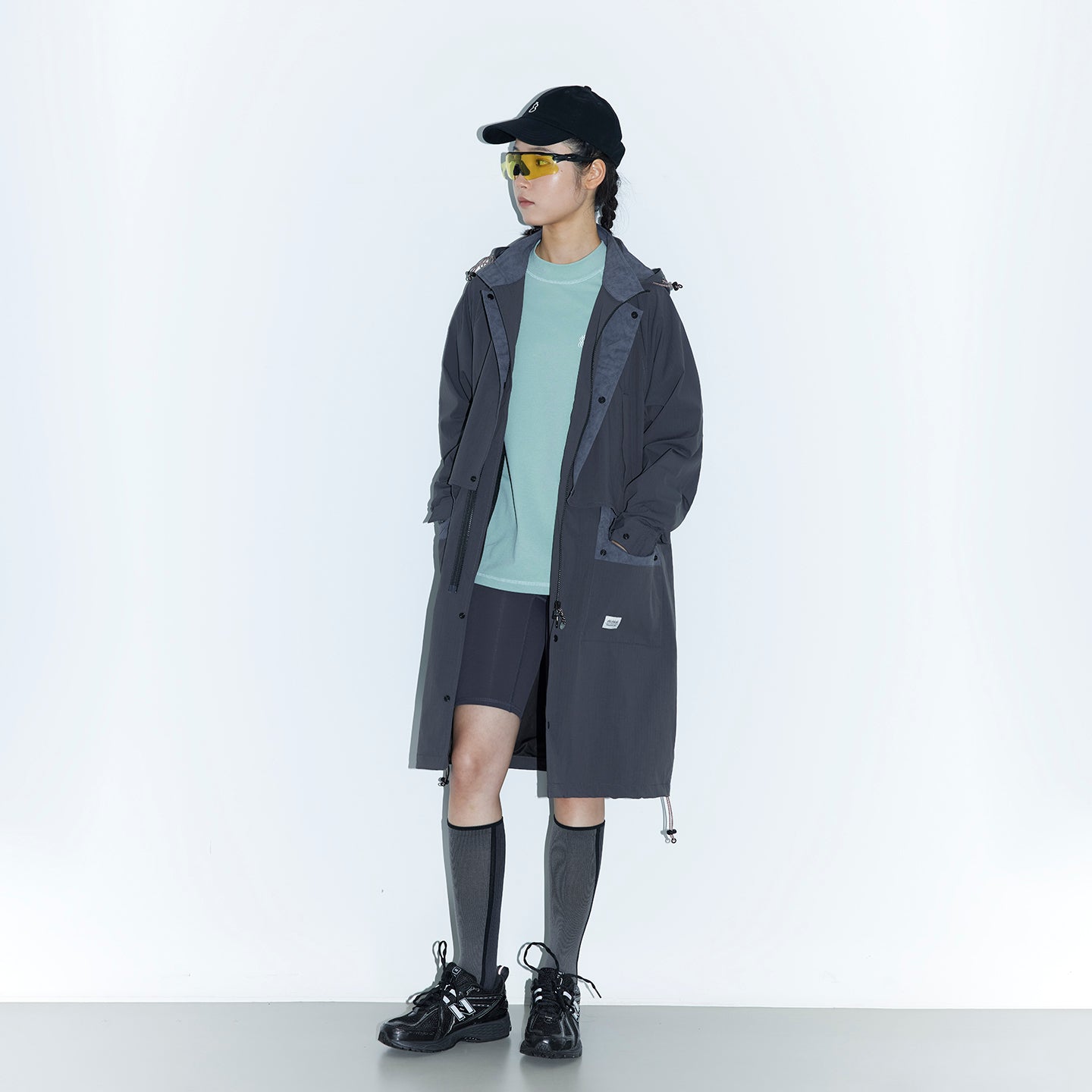 Convertible Nylon Long Coat