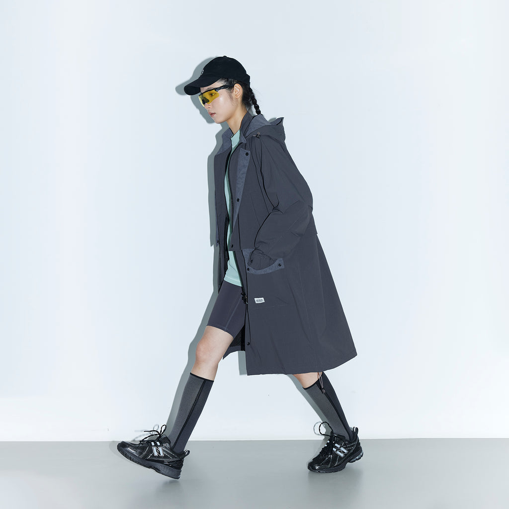 Convertible Nylon Long Coat