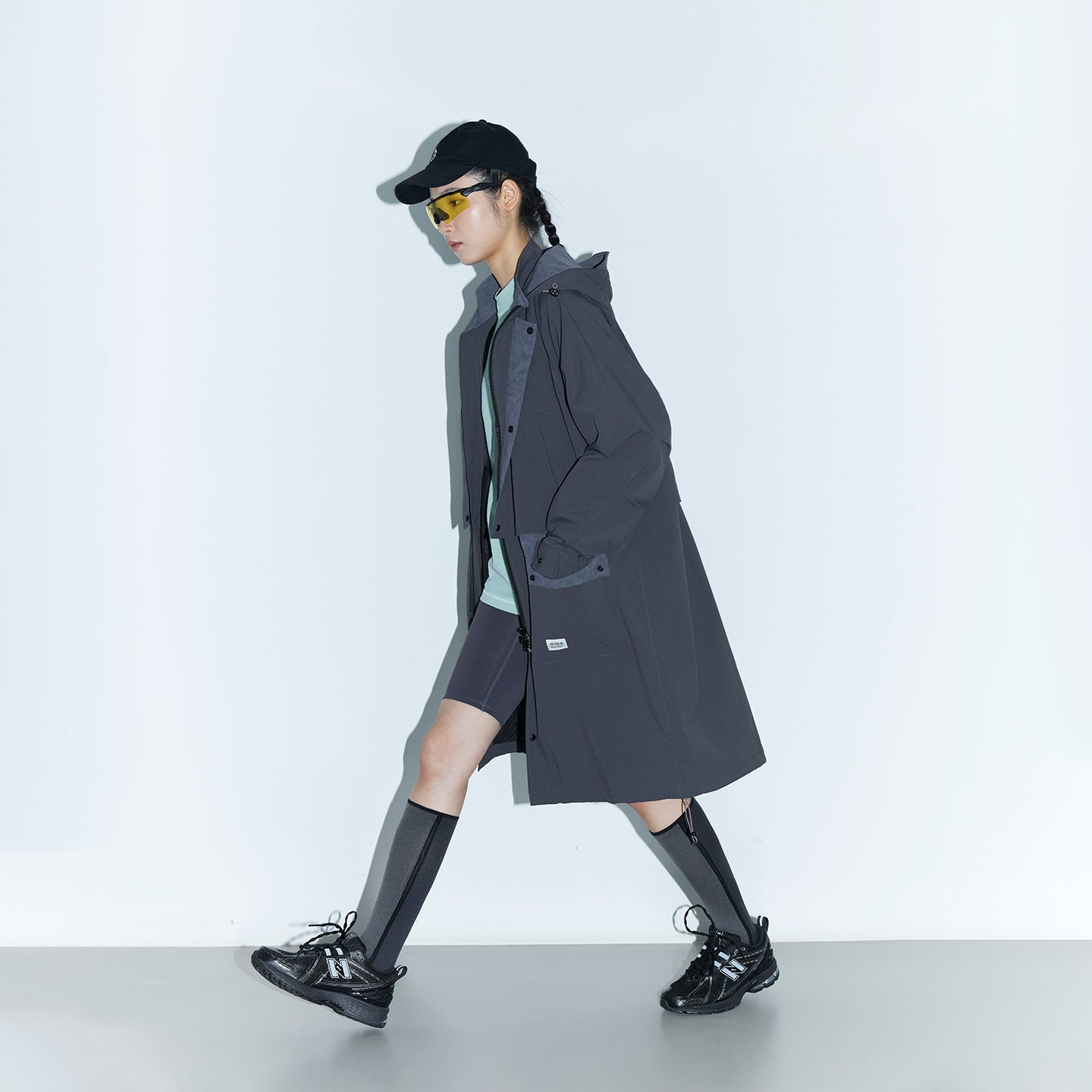 Convertible Nylon Long Coat