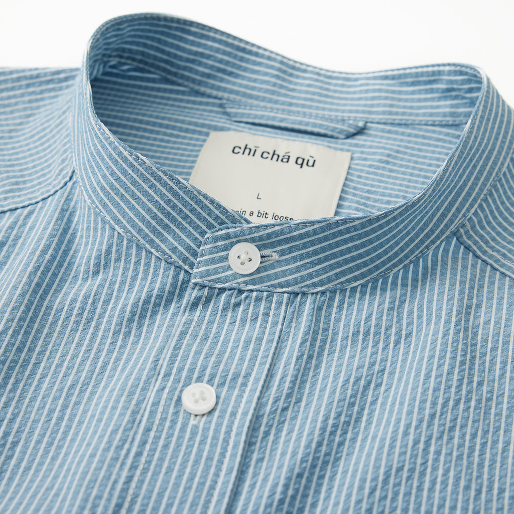 Chichaqu Lightweight seersucker stand-collar shirt