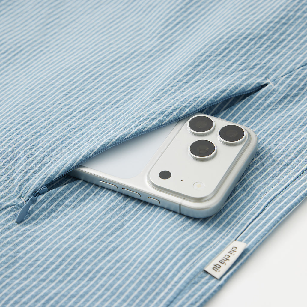 Chichaqu Lightweight seersucker stand-collar shirt