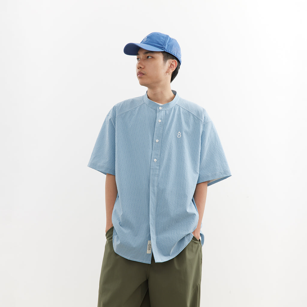 Chichaqu Lightweight seersucker stand-collar shirt