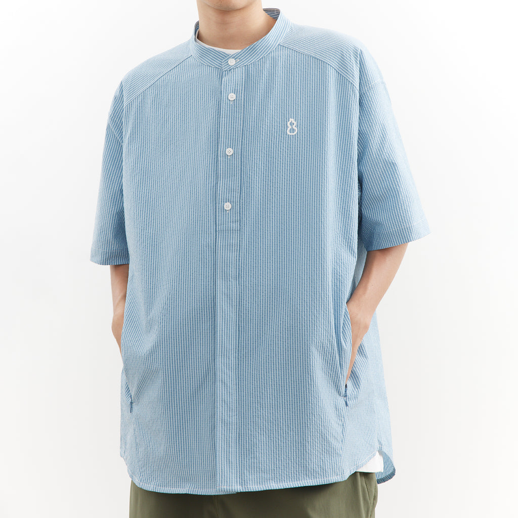 Chichaqu Lightweight seersucker stand-collar shirt