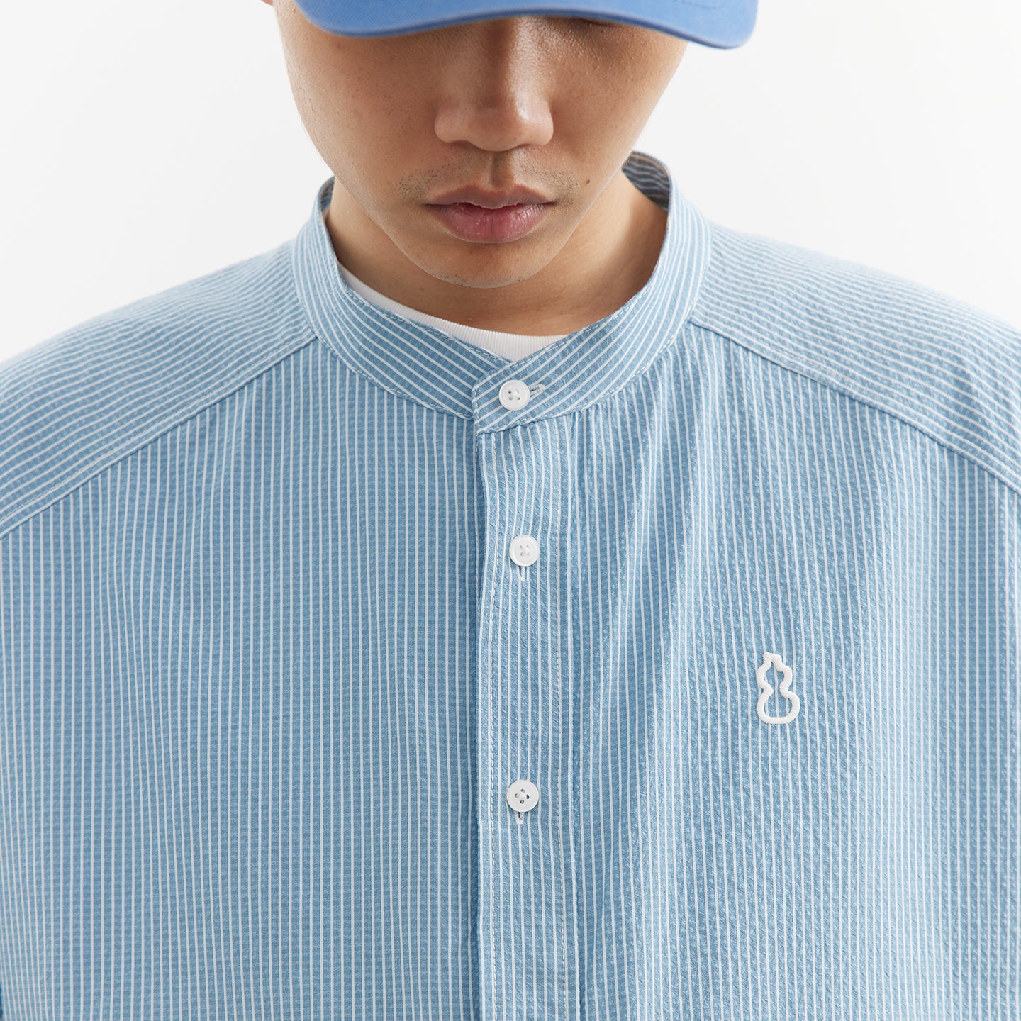 Chichaqu Lightweight seersucker stand-collar shirt