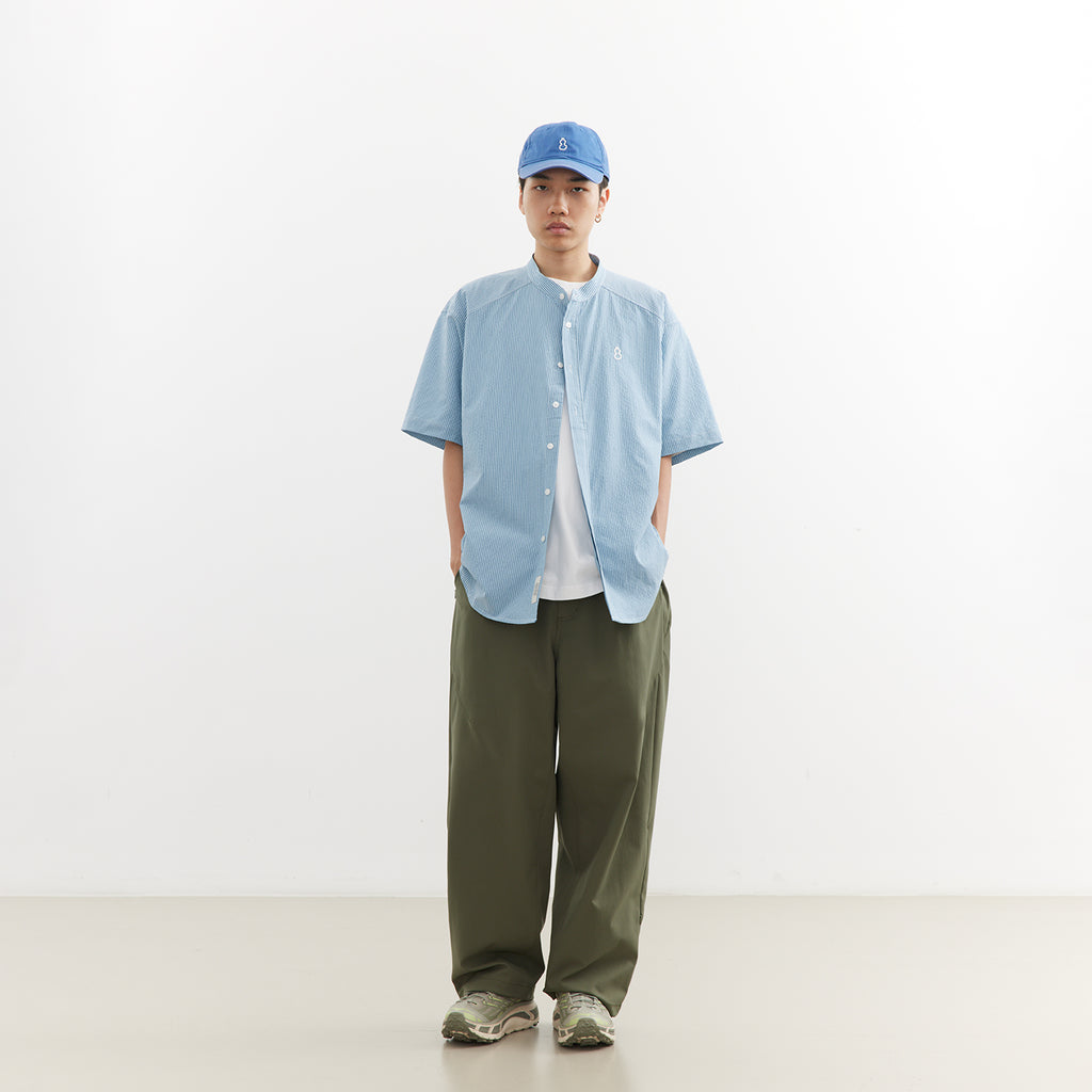 Chichaqu Lightweight seersucker stand-collar shirt