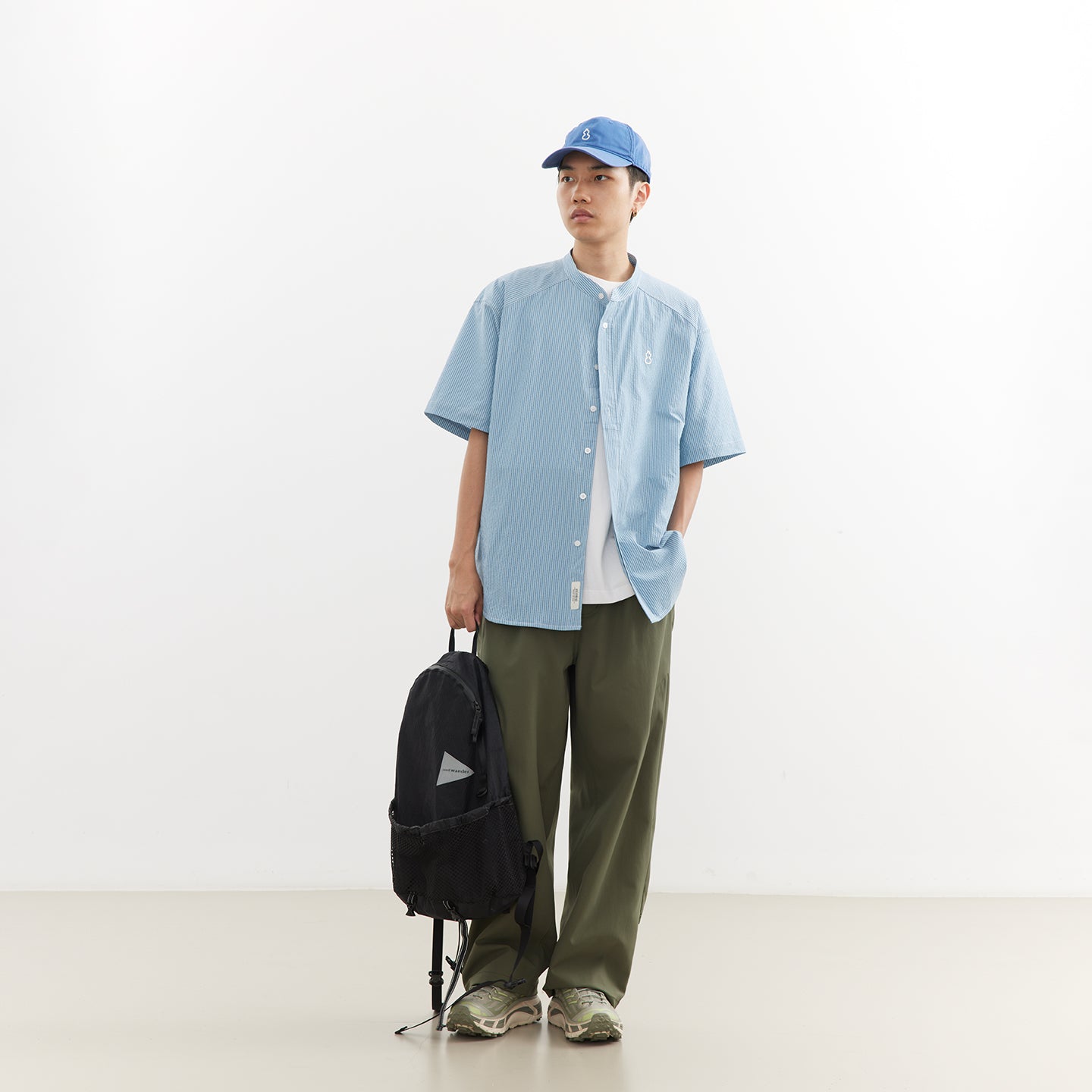 Chichaqu Lightweight seersucker stand-collar shirt