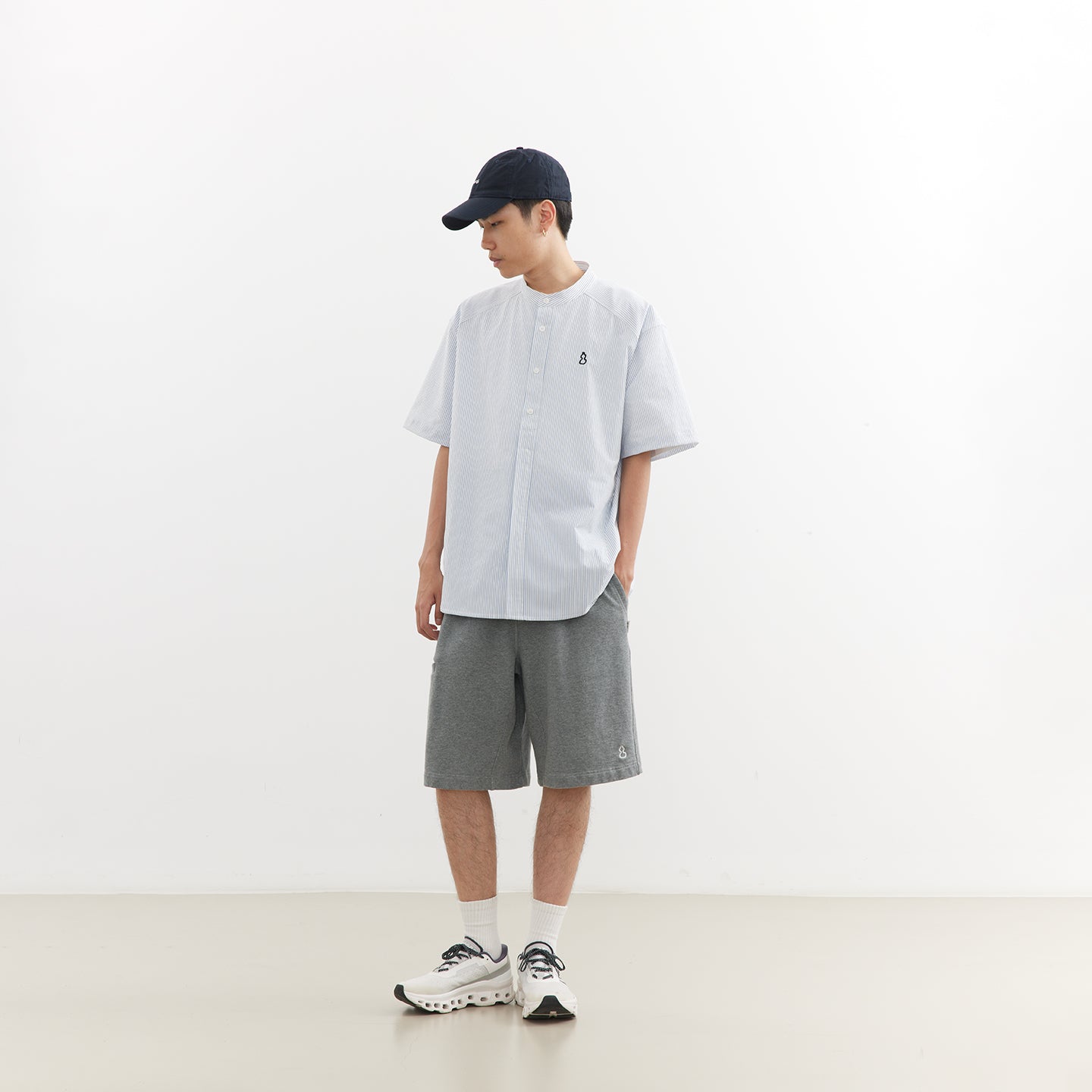 Chichaqu Lightweight seersucker stand-collar shirt