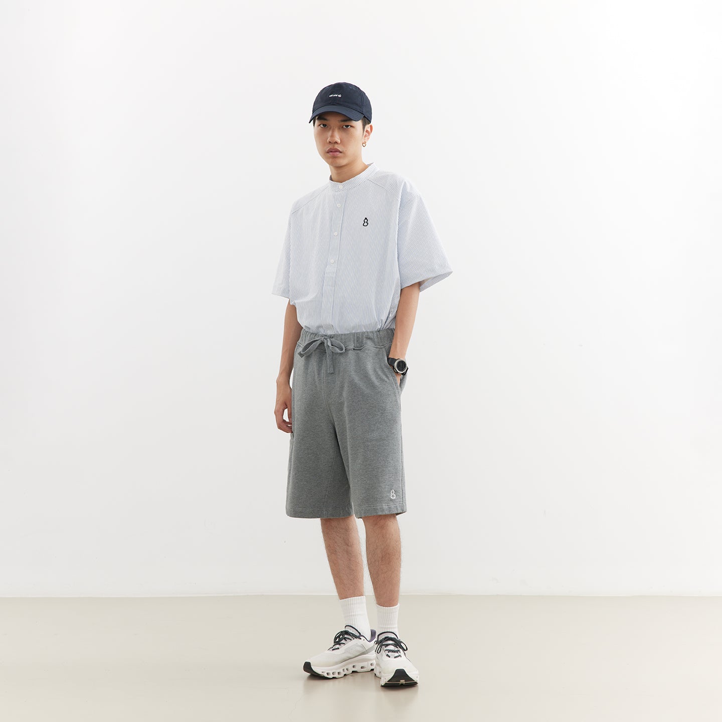 Chichaqu Lightweight seersucker stand-collar shirt