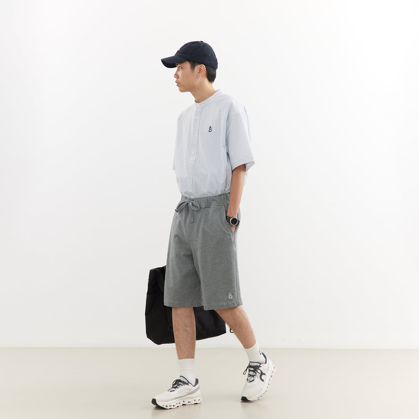 Chichaqu Lightweight seersucker stand-collar shirt