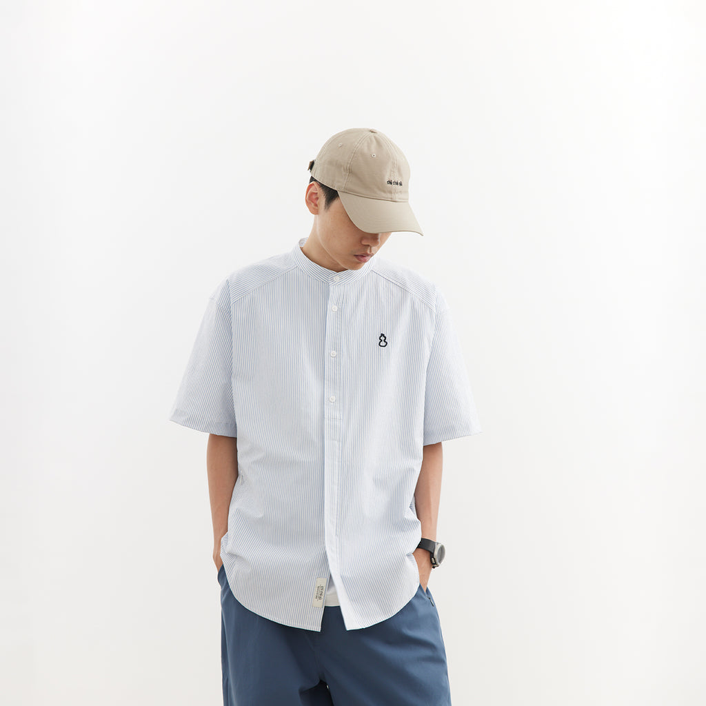 Chichaqu Lightweight seersucker stand-collar shirt