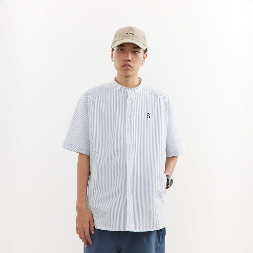 Chichaqu Lightweight seersucker stand-collar shirt