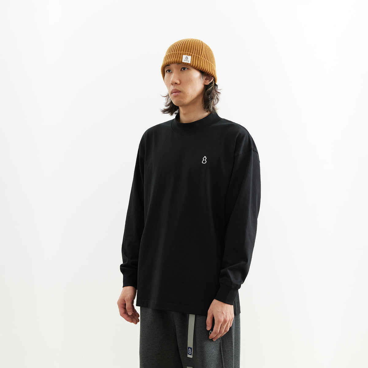 Chichaqu 100% Cotton Mock-Neck Long-Sleeve Tee