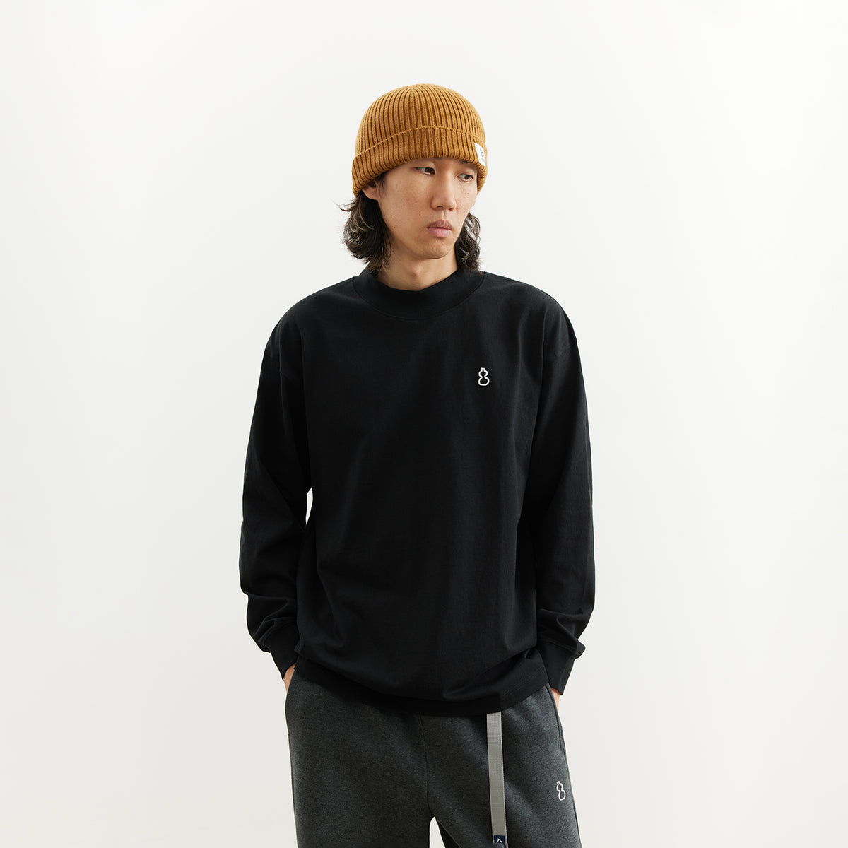 Chichaqu 100% Cotton Mock-Neck Long-Sleeve Tee