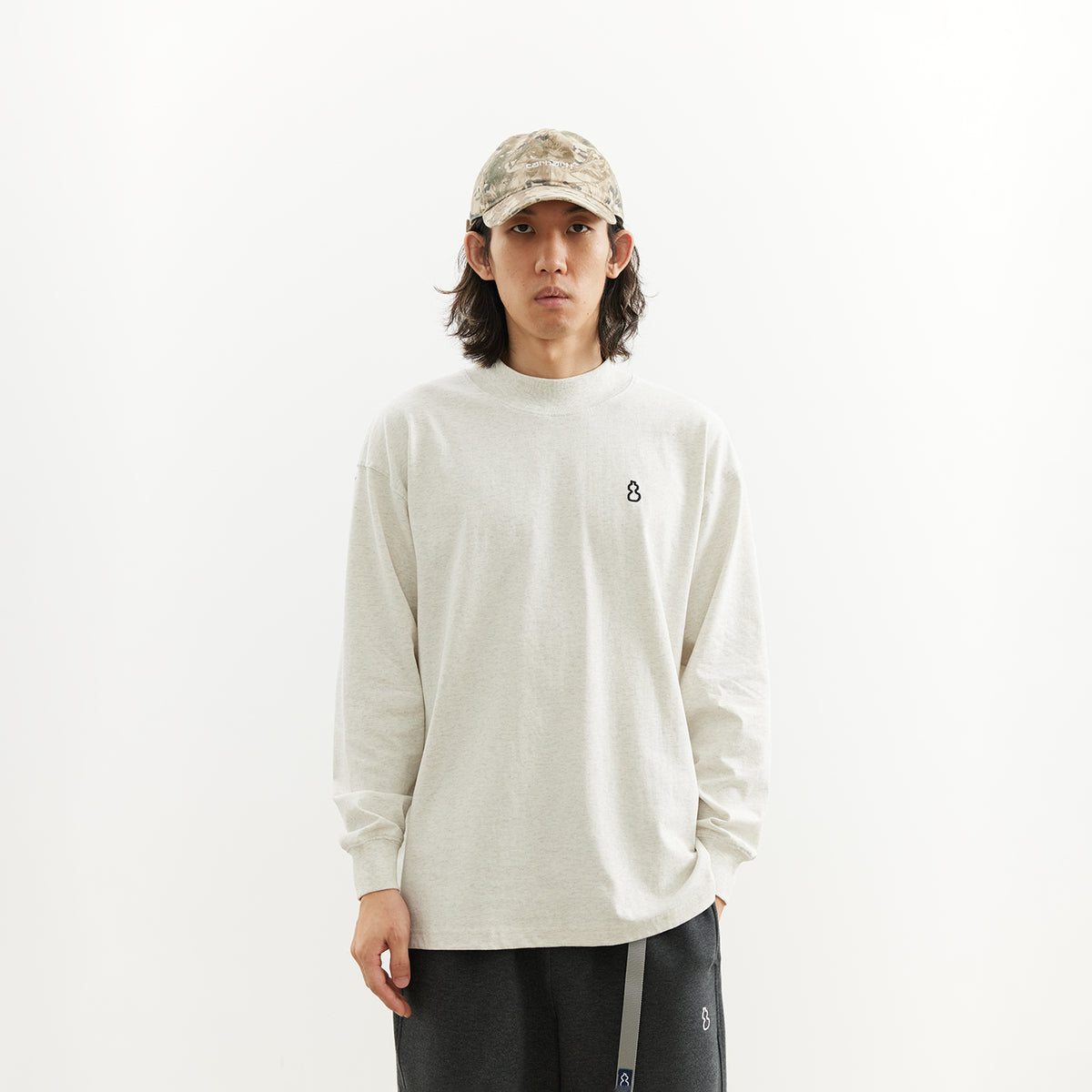 Chichaqu 100% Cotton Mock-Neck Long-Sleeve Tee