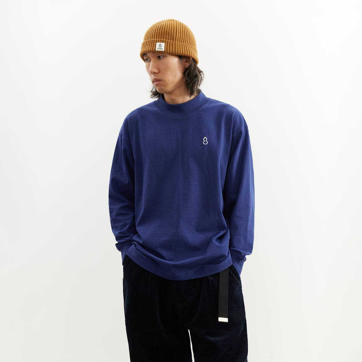Chichaqu 100% Cotton Mock-Neck Long-Sleeve Tee