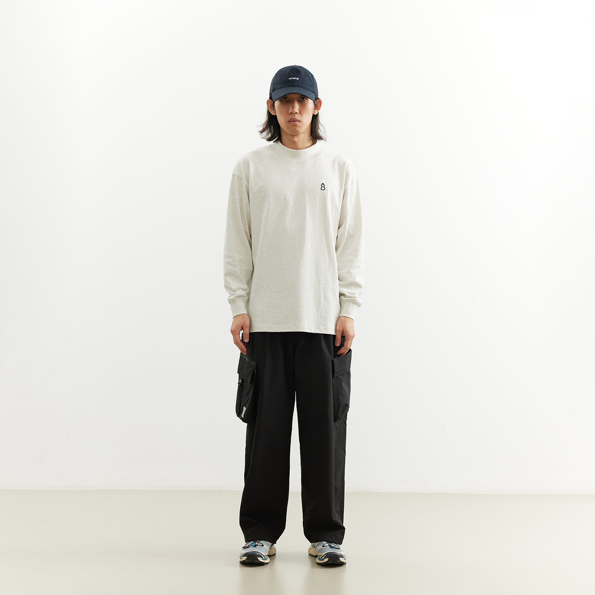 Chichaqu 100% Cotton Mock-Neck Long-Sleeve Tee
